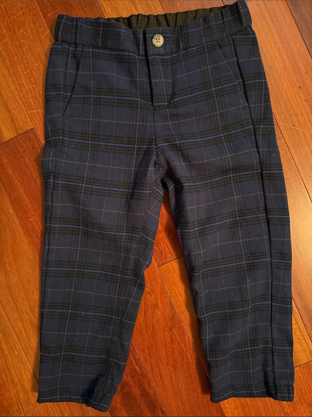 Janie and Jack Navy Plaid Boys Pants
